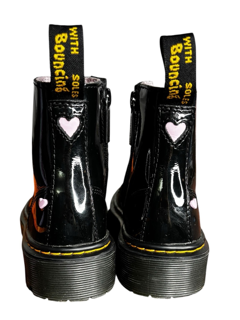 Dr Martens Junior Heart Nappa Patent Leather Pull on Zipper Boots Little Girl 11 - Picture 4 of 11
